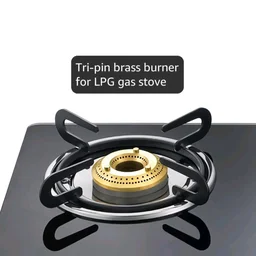 Prestige IRIS Toughened Glass-Top 2 Brass Burner LPG Gas Stove | Black | Spill Proof | Ergonomic Knobs | Tri-Pin Brass Burners |Open