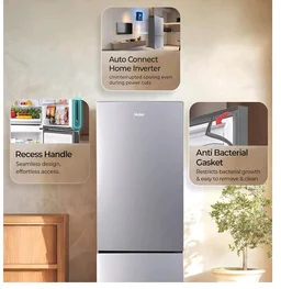 Haier 237 L 2 Star Frost Free Twin Inverter Double Door Bottom Mount Refrigerator with Extra Spacious 2X Veg Box (HEB-242EGSA-P, Moon Silver, 2026 Model)