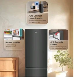 Haier 237 L 2 Star Frost Free Twin Inverter Double Door Bottom Mount Refrigerator with Extra Spacious 2X Veg Box (HEB-242EGBA-P, GE Black, 2026 Model)