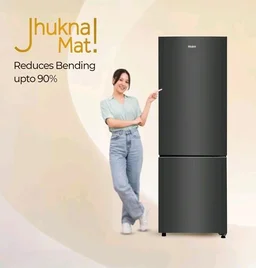 Haier 237 L 2 Star Frost Free Twin Inverter Double Door Bottom Mount Refrigerator with Extra Spacious 2X Veg Box (HEB-242EGBA-P, GE Black, 2026 Model)