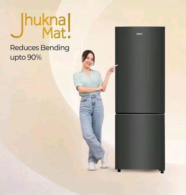 Haier 237 L 2 Star Frost Free Twin Inverter Double Door Bottom Mount Refrigerator with Extra Spacious 2X Veg Box (HEB-242EGBA-P, GE Black, 2026 Model)