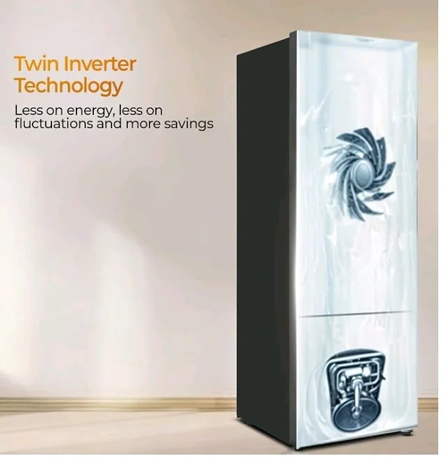 Haier 237 L 2 Star Frost Free Twin Inverter Double Door Bottom Mount Refrigerator with Extra Spacious 2X Veg Box (HEB-242EGBA-P, GE Black, 2026 Model)