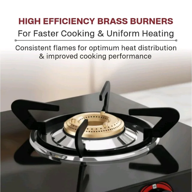 Butterfly Smart 3 Burner Glass Top Gas Stove | Manual Ignition | Scratch Resistant Toughened Glass | Brass Burners | Skid-proof Legs | 1 Year Manufacturer's Warranty | Black