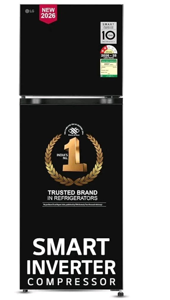 LG 251 L, 2 Star, Smart Inverter, Smart Mode, Frost-Free Double Door Refrigerator (GLT2526WWOB, Onyx Black, Multi Air Flow, Express Freeze, Deodorizer, Bigger Size & Better Cooling, 2026 Model)