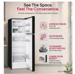 LG 251 L, 2 Star, Smart Inverter, Smart Mode, Frost-Free Double Door Refrigerator (GLT2526WWOB, Onyx Black, Multi Air Flow, Express Freeze, Deodorizer, Bigger Size & Better Cooling, 2026 Model)