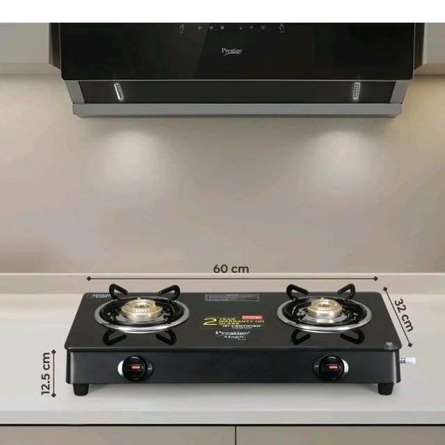 Prestige Magic plus Toughened Glass-Top 2 Brass Burner LPG Gas Stove(GTMP-02) | Black Spill Proof Design | Ergonomic Knob | Tri-Pin Burner
Amazon's Choice