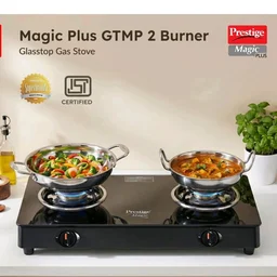 Prestige Magic plus Toughened Glass-Top 2 Brass Burner LPG Gas Stove(GTMP-02) | Black Spill Proof Design | Ergonomic Knob | Tri-Pin Burner
Amazon's Choice