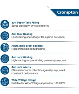 Crompton MASTER DURA I Residential Water Pump Self Priming Regenerative 1 HP Single Phase| water pump 1 hp