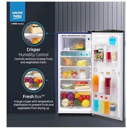 Voltas Beko, A Tata Product 183 L, 2-Star Single Door Direct Cool Refrigerator with Fresh Box Technology (RDC215C / 2S0XER0M0000GO, Hairline Blue)
