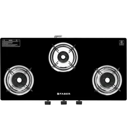 Faber Phoenix 3 Burner Cooktop | Black Glass Finish | Double Drip Tray | ABS Knobs | Pan Support |5 Yr Warranty on Burner & 2Yrs Comprehensive | Phoenix 3BA BK
