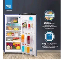 Voltas Beko, A Tata Product 183 L, 2-Star Single Door Direct Cool Refrigerator with Fresh Box Technology (RDC215C / 2S0WBR0M0000GO, Stella Blue)