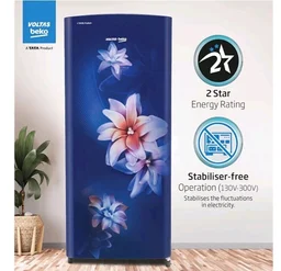 Voltas Beko, A Tata Product 183 L, 2-Star Single Door Direct Cool Refrigerator with Fresh Box Technology (RDC215C / 2S0WBR0M0000GO, Stella Blue)