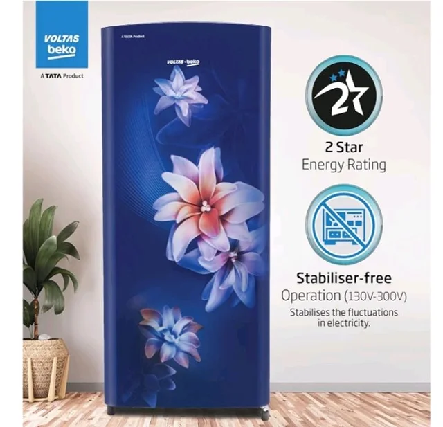 Voltas Beko, A Tata Product 183 L, 2-Star Single Door Direct Cool Refrigerator with Fresh Box Technology (RDC215C / 2S0WBR0M0000GO, Stella Blue)