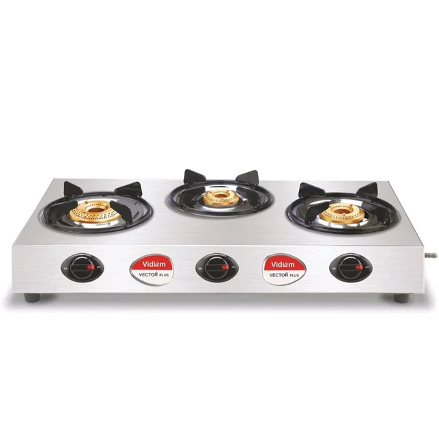 Vidiem Gas Stove S3 195 A Vector Plus (Silver) | 3 Burner Gas Stove Stainless Steel | ISI Certified | Manual Ignition | 5 Years Warranty
Amazon's Choice