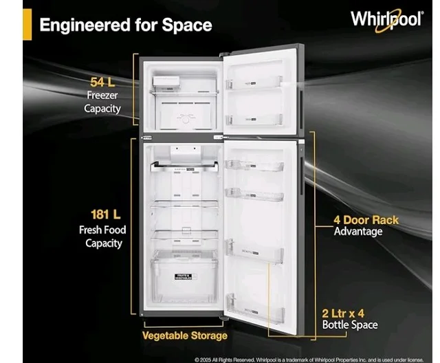 Whirlpool 235 L 3 Star Frost-free inverter Double Door Refrigerator (IF INV 278 LUNAR STEEL(3S) CONV-Y, 2026 Model)