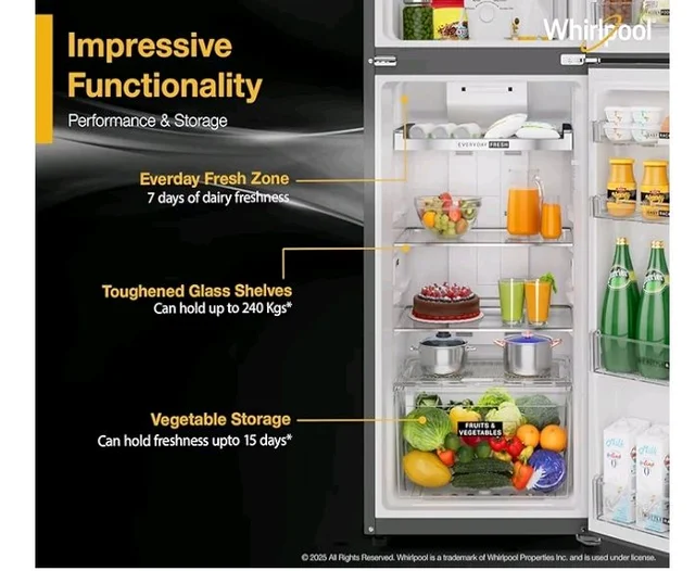 Whirlpool 235 L 3 Star Frost-free inverter Double Door Refrigerator (IF INV 278 LUNAR STEEL(3S) CONV-Y, 2026 Model)