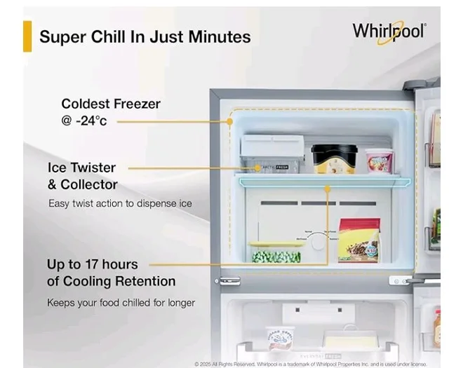 Whirlpool 235 L 2 Star Frost-free inverter Double Door Refrigerator (NEO SP278 PRM LUNAR STEEL(2S, 2026 Model)-Y, 2026 Model)