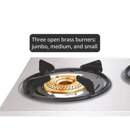 Vidiem Gas Stove S3 195 A Vector Plus (Silver) | 3 Burner Gas Stove Stainless Steel | ISI Certified | Manual Ignition | 5 Years Warranty