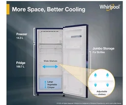 Whirlpool 184 L 2 Star Direct-Cool Single Door Refrigerator (205 WDE PRM 2S SAPPHIRE SERENA-Y, Blue, 2026 Model)