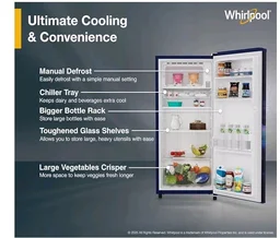 Whirlpool 184 L 2 Star Direct-Cool Single Door Refrigerator (205 WDE PRM 2S SAPPHIRE SERENA-Y, Blue, 2026 Model)