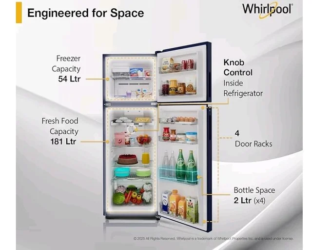 Whirlpool 235 L 2 Star Frost-free inverter Double Door Refrigerator (NEO SP278 PRM SAPPHIRE ROSE(2S)-Y, 2026 Model)
