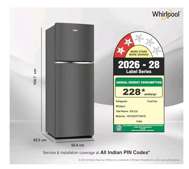 Whirlpool 235 L 2 Star Frost-free inverter Double Door Refrigerator (NEO SP278 PRM LUNAR BLACK(2S)-Y, 2026 Model)
15%
off
Product Images and Videos (AI-Generated Alt Text)