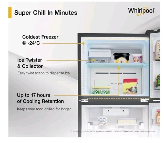 Whirlpool 235 L 2 Star Frost-free inverter Double Door Refrigerator (NEO SP278 PRM LUNAR BLACK(2S)-Y, 2026 Model)
15%
off
Product Images and Videos (AI-Generated Alt Text)