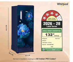 Whirlpool 192 L 4 Star Icemagic Powercool Direct-Cool Single Door Refrigerator with Base Drawer (215 IMPC ROY 4S SAPPHIRE PEONY-Y, Blue, 2026 Model)