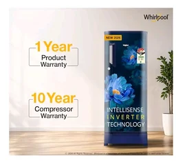 Whirlpool 192 L 4 Star Icemagic Powercool Direct-Cool Single Door Refrigerator with Base Drawer (215 IMPC ROY 4S SAPPHIRE PEONY-Y, Blue, 2026 Model)