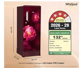 Whirlpool 192 L 4 Star Direct-Cool Single Door Refrigerator with Base Drawer (215 IMPC ROY 4S Wine PEONY-Y, Red, 2026 Model)
Product Images and Videos (AI-Generated Alt Text)
