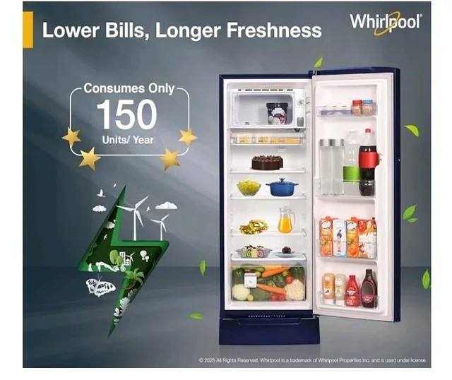 Whirlpool 207 L 5 Star Icemagic Pro Inverter Direct-Cool Single Door Refrigerator (230 IMPRO ROY 5S INV SAPPHIRE PEONY-Y, Blue, 2026 Model)