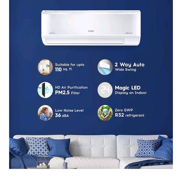 Cruise 1 Ton 3 Star VarioQool Inverter Split AC (2026, CWCVBM-VQ1D123)
Fast Cooling at 50 °C | 80–110 sq ft |100% Copper | Convertible 5-in-1 | Monsoon Comfort | PM 2.5 Filter | Anti-Rust Tech