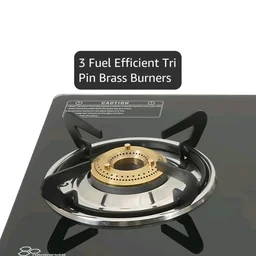 ILTON Premium 3 Burner Black Manual Ignition Glass Top Gas Stove, (ISI Certified