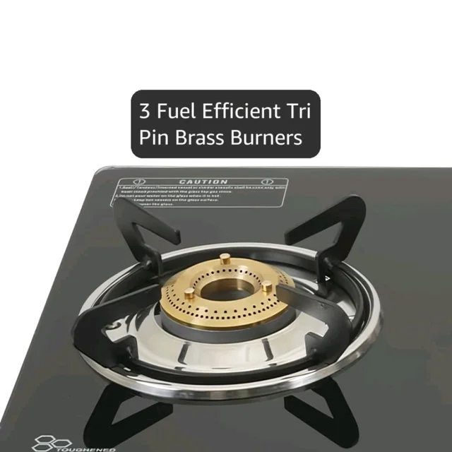 ILTON Premium 3 Burner Black Manual Ignition Glass Top Gas Stove, (ISI Certified