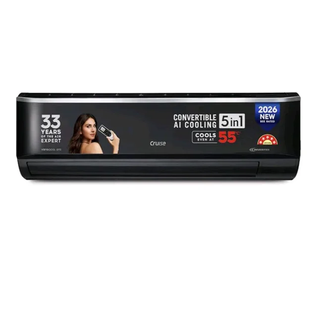Cruise 1.5 Ton 5 Star VarioQool Pro Inverter Split AC (CWCVBM-VP3F185BL)
Cooling at 55°C | High ISEER Rating |100% Copper | Convertible 5-in-1 | 4 Way Swing | EEV Tech | PM2.5 Filter, Backlit Remote