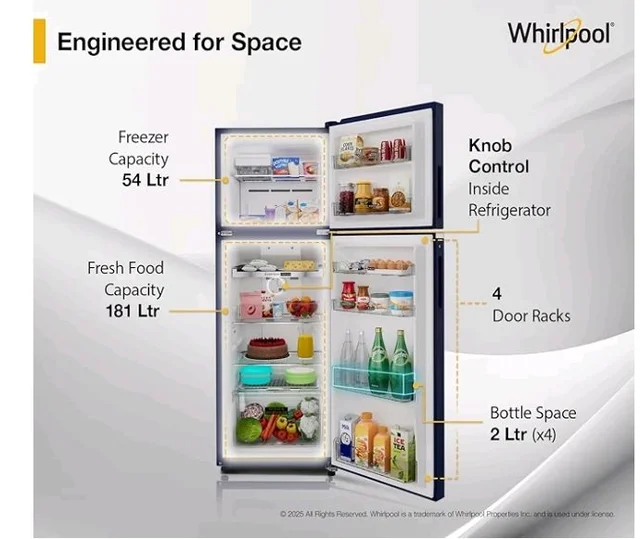 Whirlpool 235 L 2 Star Frost-free inverter Double Door Refrigerator (NEO SP278 PRM SAPPHIRE ROSE(2S)-Y, 2026 Model)