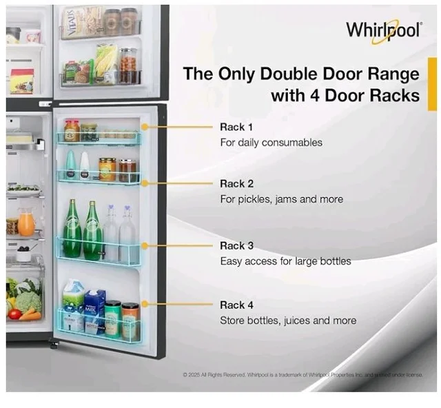 Whirlpool 235 L 2 Star Frost-free inverter Double Door Refrigerator (NEO SP278 PRM LUNAR BLACK(2S)-Y, 2026 Model)