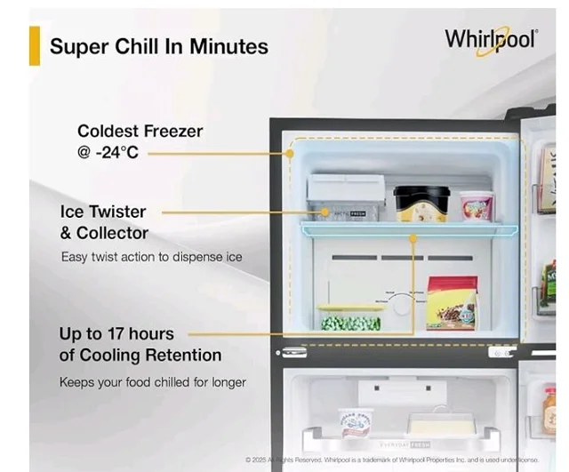 Whirlpool 235 L 2 Star Frost-free inverter Double Door Refrigerator (NEO SP278 PRM LUNAR BLACK(2S)-Y, 2026 Model)