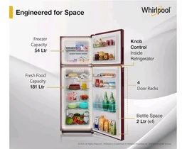 Whirlpool 235 L 2 Star Frost-free inverter Double Door Refrigerator (NEO SP278 PRM WINE ROSE(2S)-Y, 2026 Model)