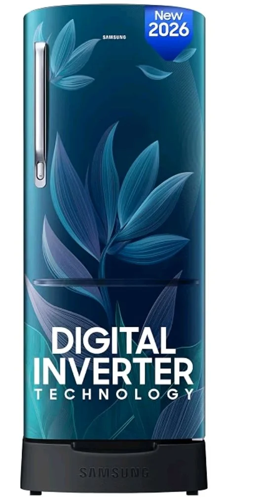 Samsung 183 L, 4 Star, Digital Inverter, Direct-Cool Single Door Refrigerator (RR20H28249U/NL, Paradise Bloom Blue, Base Stand Drawer, Single Touch Defrost, 2026 Model)