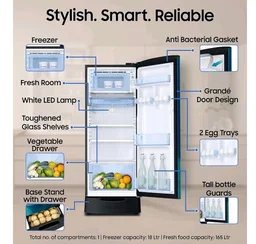 Samsung 183 L, 4 Star, Digital Inverter, Direct-Cool Single Door Refrigerator (RR20H28249U/NL, Paradise Bloom Blue, Base Stand Drawer, Single Touch Defrost, 2026 Model)