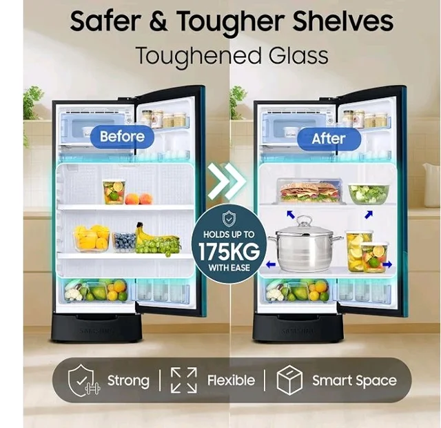 Samsung 183 L, 4 Star, Digital Inverter, Direct-Cool Single Door Refrigerator (RR20H28249U/NL, Paradise Bloom Blue, Base Stand Drawer, Single Touch Defrost, 2026 Model)