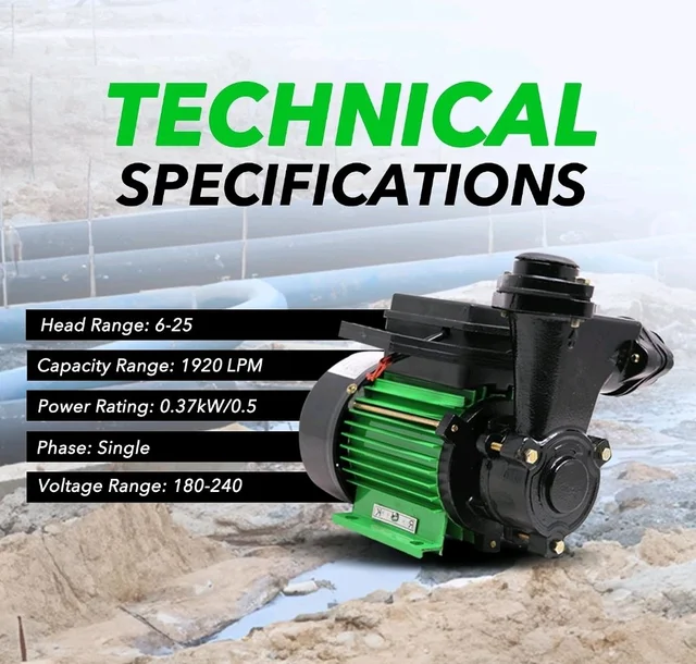 AEGON 0.5 HP Self Priming Water Pump for Home, Garden & Agriculture | Single Phase Monoblock Motor | 2800 RPM | 180–240V | 6 Months Warranty