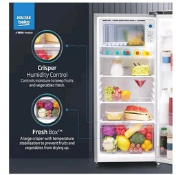 Voltas Beko, A Tata Product 183 L, 2-Star Single Door Direct Cool Refrigerator with Fresh Box Technology (RDC215C / 2S0XIR0M0000GO, Hairline Silver)