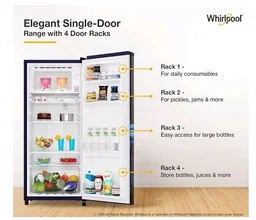 Whirlpool 192 L 4 Star Icemagic Powercool Direct-Cool Single Door Refrigerator (215 IMPC PRM 4S SAPPHIRE PEONY-Y, Blue, 2026 Model)