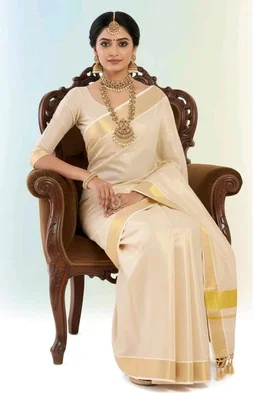 Women’s Kerala Tissue Plain Saree with Running Blouse| Onam & Vishu Kani Special | Traditional Kasavu White Colour
100+ bought in past month
