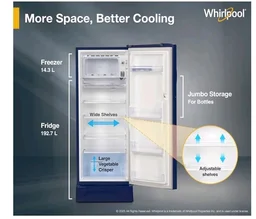 Whirlpool 207 L 5 Star Icemagic Pro Inverter Direct-Cool Single Door Refrigerator (230 IMPRO ROY 5S INV SAPPHIRE PEONY-Y, Blue, 2026 Model)