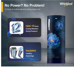 Whirlpool 207 L 5 Star Icemagic Pro Inverter Direct-Cool Single Door Refrigerator (230 IMPRO ROY 5S INV SAPPHIRE PEONY-Y, Blue, 2026 Model)