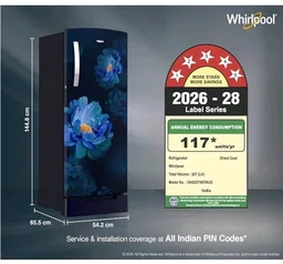 Whirlpool 207 L 5 Star Icemagic Pro Inverter Direct-Cool Single Door Refrigerator (230 IMPRO ROY 5S INV SAPPHIRE PEONY-Y, Blue, 2026 Model)