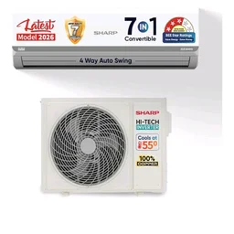 Sharp 0.95 Ton 3 star, New Star Rated,Split AC (4 Way Swing, 100% copper, Hi-Tech Inverter Compressor, 7in1 Convertible, Turbo cool, Dust filter) - AH-SI12V3B-GCN, White